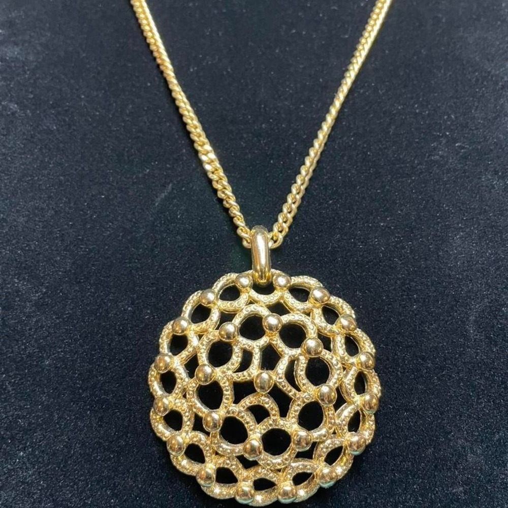 Monet Vintage Gold Statement Pendant Necklace, 18" long